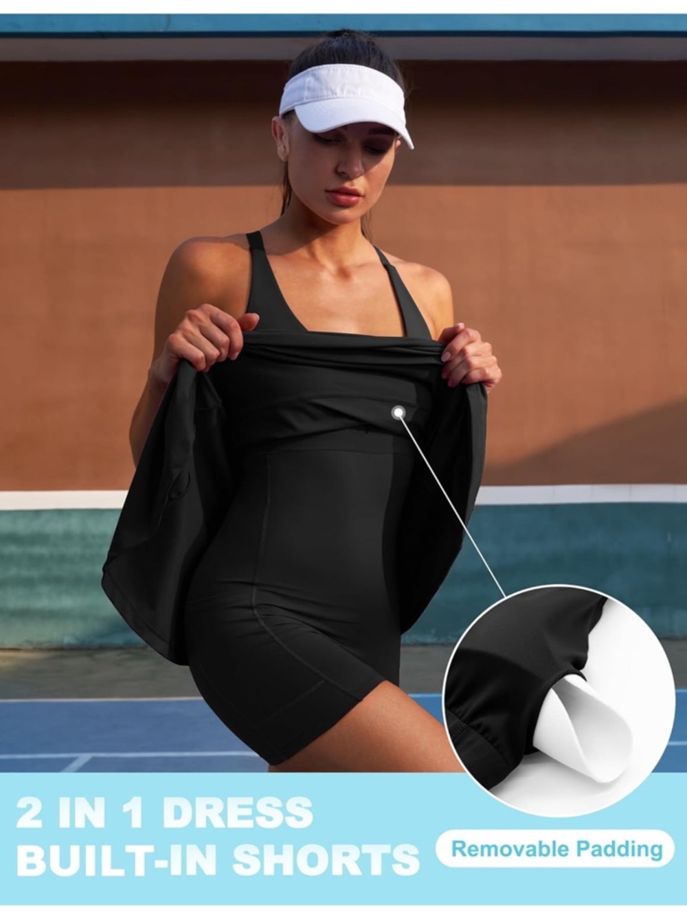 IUGA Womens Tennis Dress with Shorts Black XXL - Picture 4 of 14